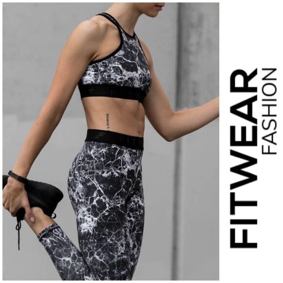 FITWEAR FASHION - NWT- L Sz 10 Marbled Leggings w/Black Trim. Soft & Sculpting - Picture 1 of 13